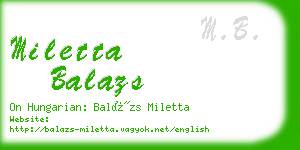 miletta balazs business card
